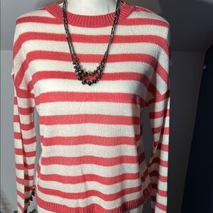 Striped Pink and White Women's Sweater